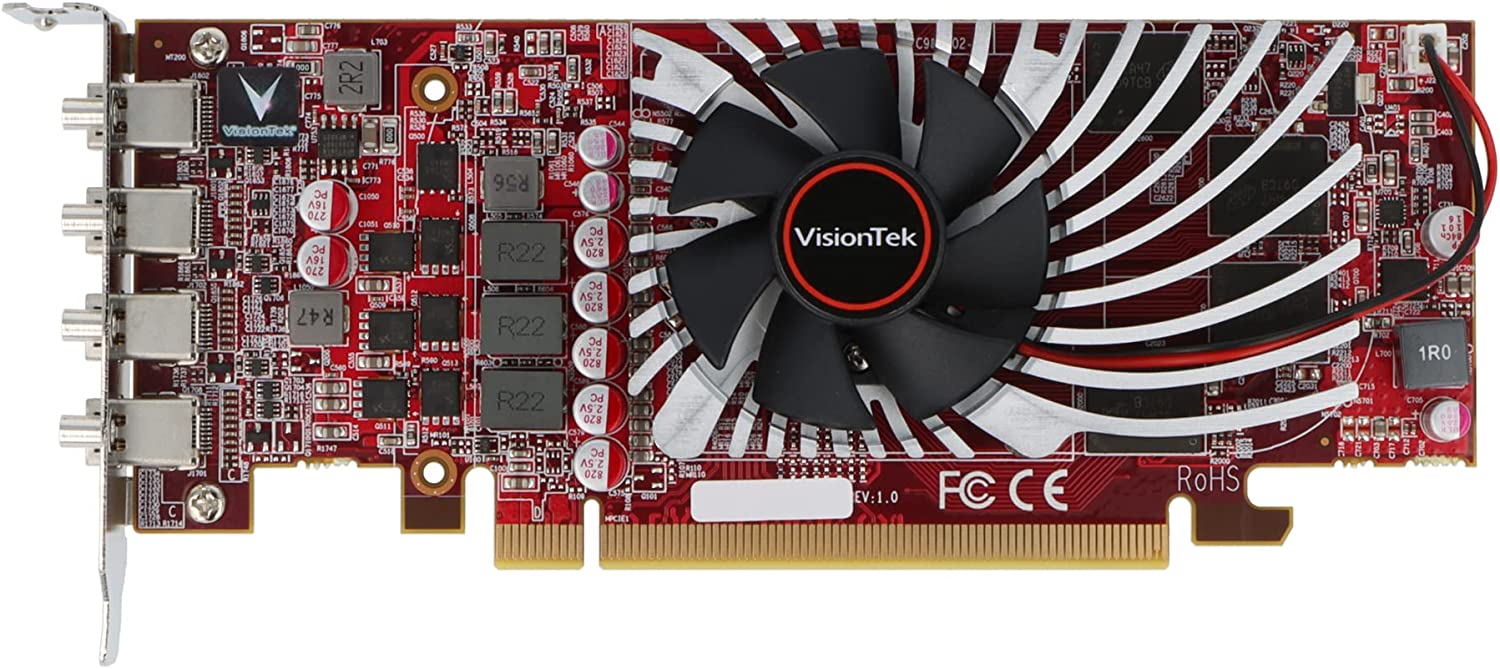 VisionTek Radeon RX 550 4GB GDDR5 4M 4K Graphics Card, 4 Mini DisplayPort, 7.1 Surround Sound, PCI Express, Low-Profile GPU, ATX & SFF